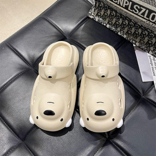 Cute Cartoon Bear Couple Baotou Cave Shoes Women Wear Summer Sandals Fashion All-match Thick Bottom Non-slip Sandals and Slippers