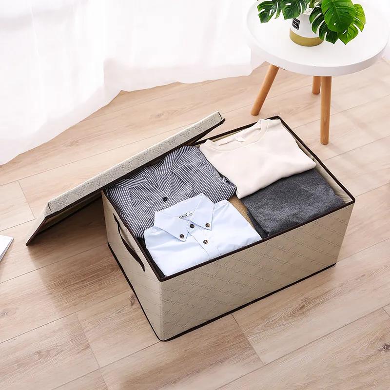 Cloth Storage Box Foldable Clothing Storage Box Household Storage Box Living Room Bedroom Dust-proof Covered Storage Box