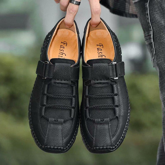 Comfortable Casual Leather Men Shoes Waterproof Split Leather Non-slip Men Shoes Flats Moccasins