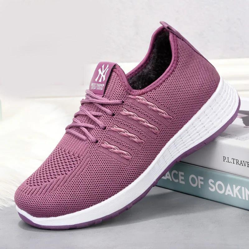 Women's Winter Plus Velvet Warm Non-slip Cotton Shoes Casual Flat Comfortable Winter Shoes