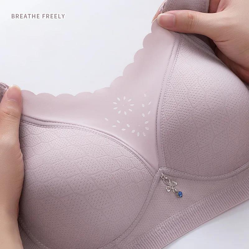 Underwear Women's Thin Leopard Print Anti-sagging Side Close-up and Anti-glare Beautiful Back Bra Without Steel Ring Gathering