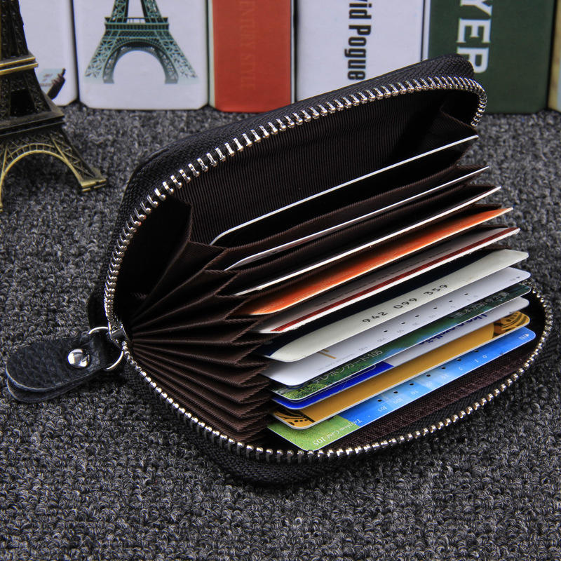 Genuine Leather Women Card Holder Wallets Small Female Pillow Purse Credit Card Bag Zipper Card Case