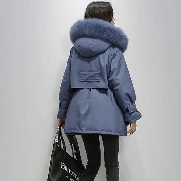 Winter Pie Overcoming Women's Mid-length Down Padded Jacket Women's Loose and Thick Large Fur Collar Padded Jacket