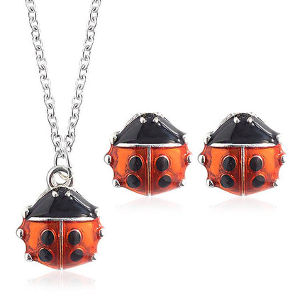 Fashion Set Jewelry Creative Seven-Star Ladybug Two-Piece Stud Necklace Creative Cute Jewelry