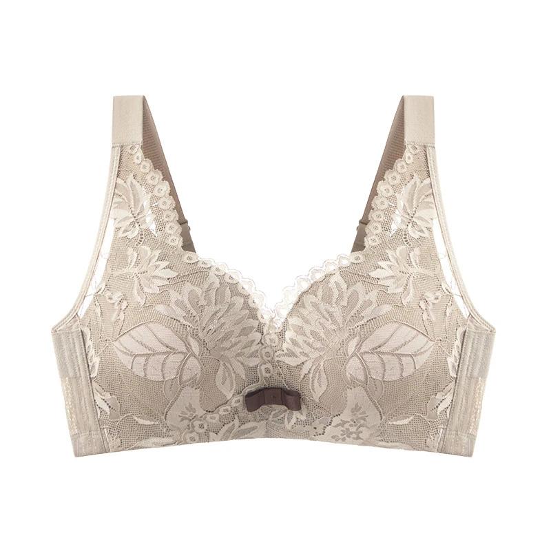 B C D Women's 3D Mask Cup Underwear No Rims Comfortable Full Cup for Big Breasts Female Sexy Lace Mesh Adjustable Brassiere Soft Thin Pad Top Bra