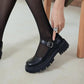 Korean Style Thick-soled Round-toe Thin Women's Shoes All-match Retro British Style Leather Shoes Japanese Women's Small Leather Shoes