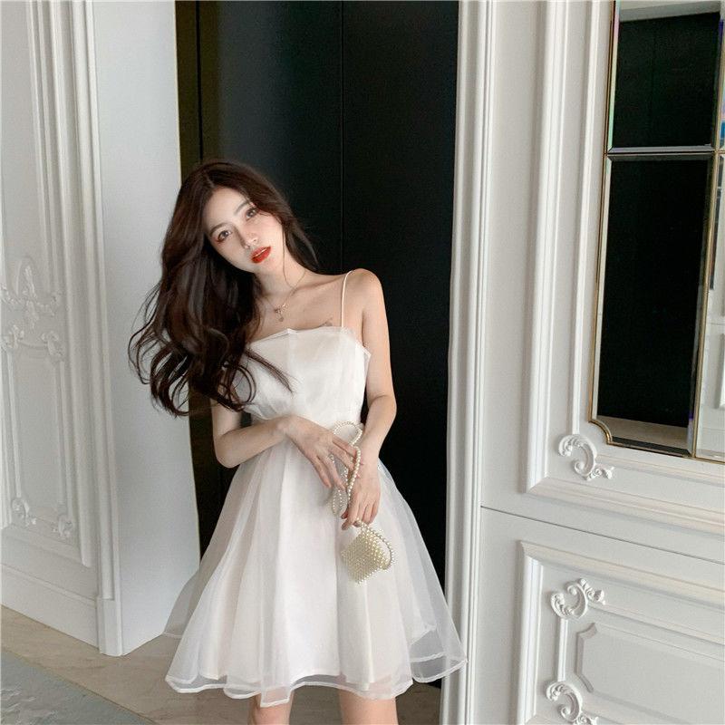 Sexy Woman Tube Top Sling Skirt A-line Dress Leeveless Hollow Out Bare Shoulders Bar Party