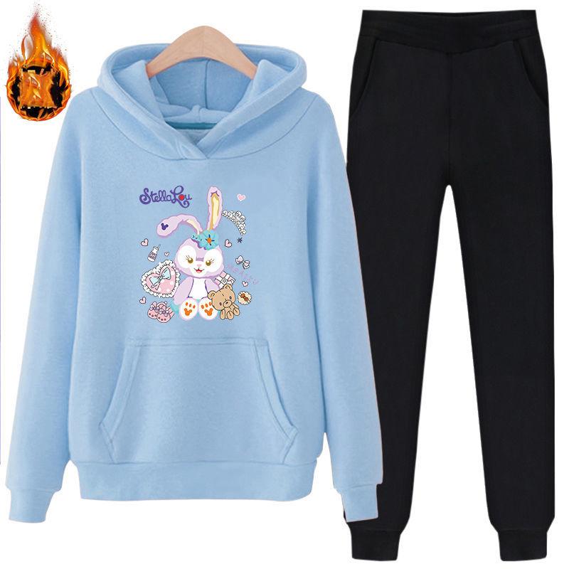 Two-piece Thin Hoodie Women's Long-sleeved Hooded Loose Casual Sports Suit Sweet Comfortable Sweat-absorbent and Breathable