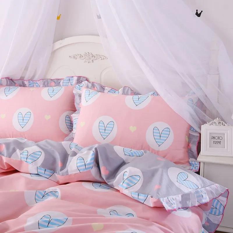 A Pair of Pure Cotton Floral Pillow Cases Pastoral Lace Pillowcases Double Bed Supplies To Increase Pillowcases Universal