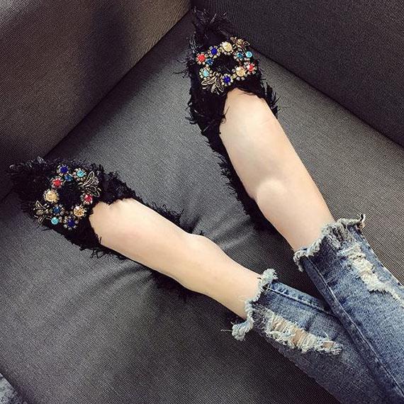 Women's Spring and Summer Pointed Toe Shoes Autumn Flat Casual All-match Single Shoes Large Size Soft Bottom Party Shoes