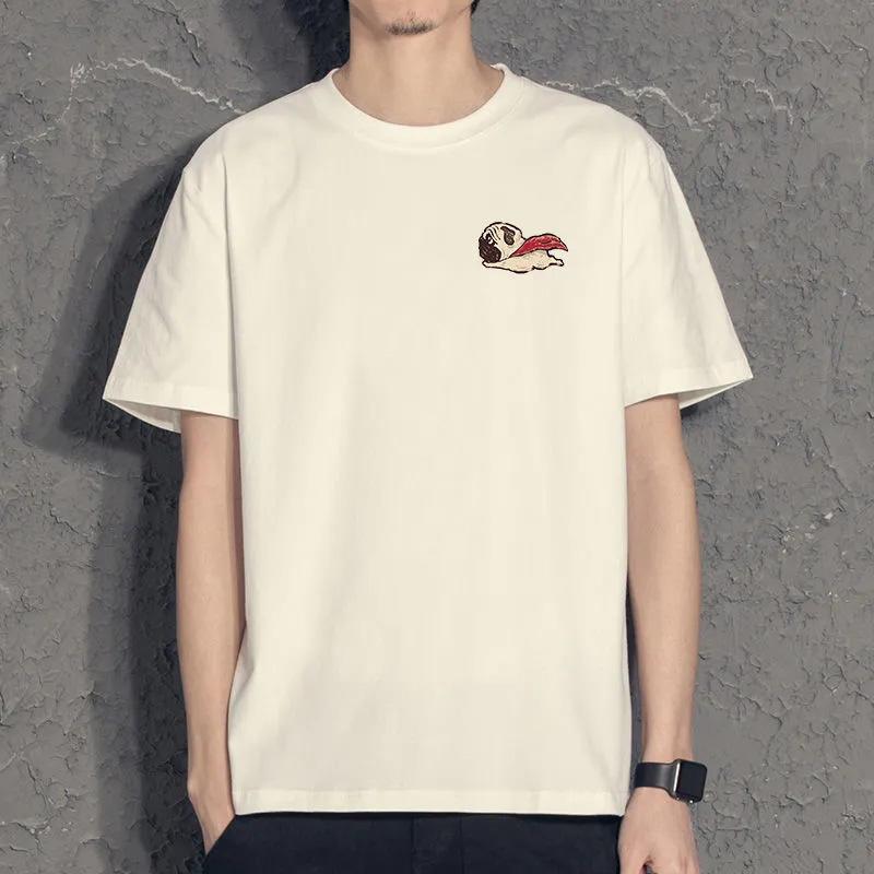 Panda Print Short-sleeved Men's Simple Casual Bottoming Shirt Student T-shirt Trendy Small Fresh Boys Half-sleeved