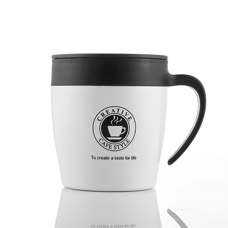 380ml Coffee Vacuum Cup Stainless Steel Vacuum Flask with Handle Cover and Stirring Spoon