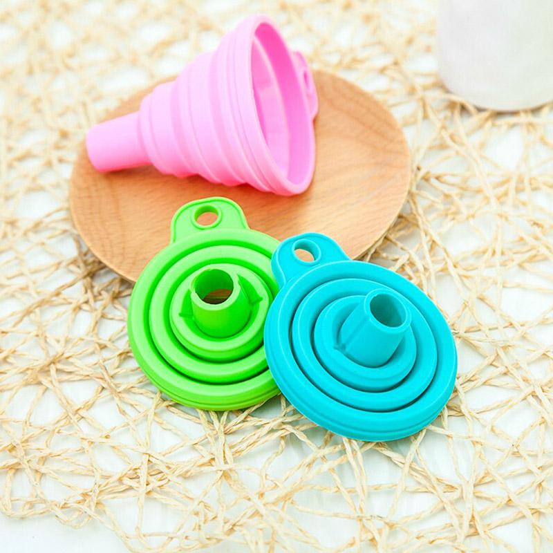 3Pcs Kitchen Mini Silicone Gel Foldable Funnel Hopper Cooking Kitchen Gadgets