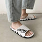 Man's Summer Slippers Anti-slip Indoor Bathroom Flat Slippers Female Soft Sole Letter Print Solid Slippers