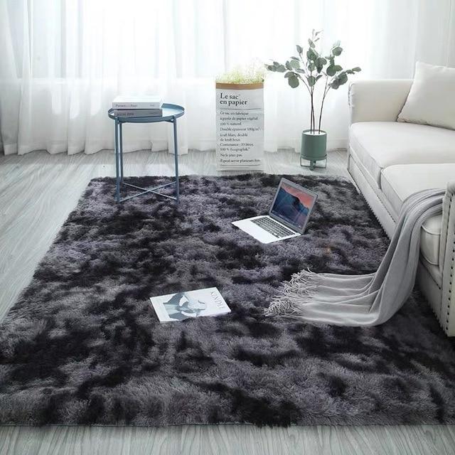 Tie-dyed Plush Living Room Soft Carpet Bedroom Non-slip Floor Mat Bedroom Absorbent Carpet