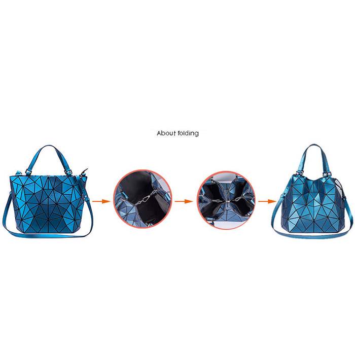 Luxury Geometric Rhombic Female Handbag Fashion Luminous Folding Designer Shoulder Bags for Women