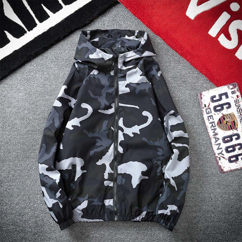 Spring and Autumn Sports Jacket Men's Camouflage Jacket Spring Middle School Students Handsome Casual Loose Sports Jacket