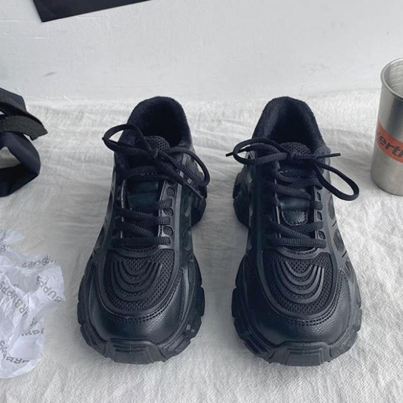 Daddy Shoes Women All-match Spring Sports Shoes Women Casual Comfortable Thick-soled Black Shoes Women