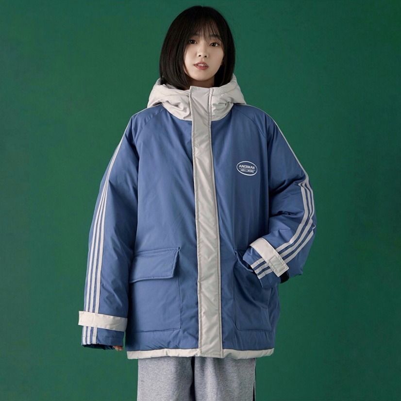 Winter Padded Jacket Female Students Korean Version of Loose Tooling Padded Jacket Thickened Padded Jacket Bread Jacket Female Trend