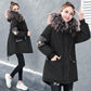 Winter Mid-length Loose Cotton Jacket Korean Version Plus Velvet Thick Coat Embroidery Hit Color Ladies Parkas