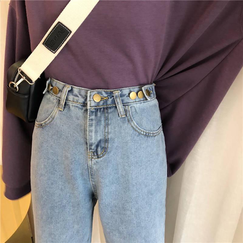 WTEMPO Straight High-waist Jeans Women's Spring Korean Version of The Wild Loose Was Thin Wide-leg Pants