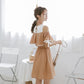 Ladies Off-shoulder Loose Mid-length Dress A-line Version Dress with Waist Slimming Ruffled Sweet and Cute Ladies Off-shoulder Dress