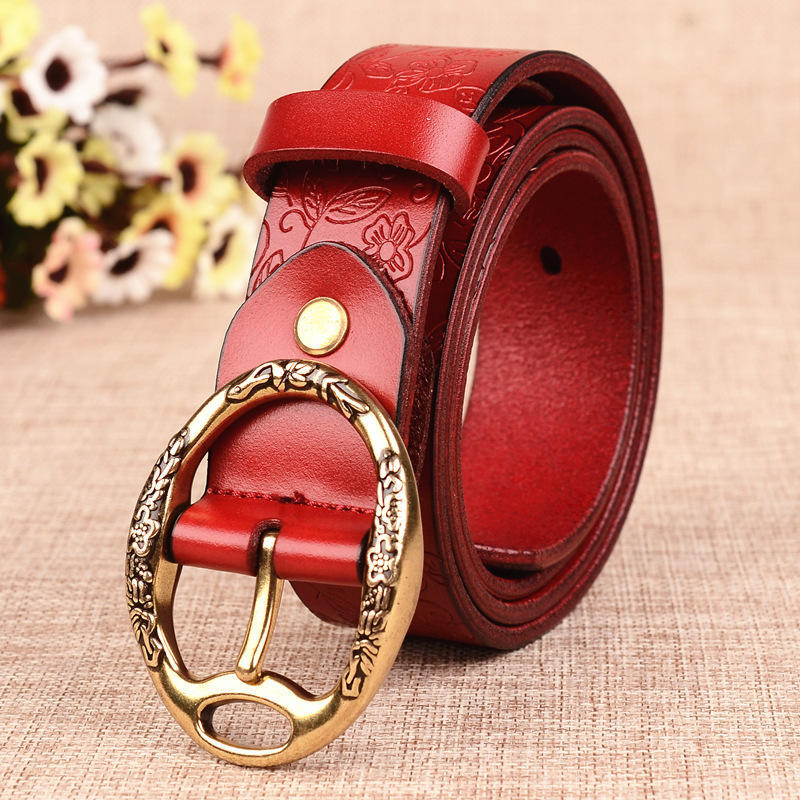Belt Fashion Women Vintga Leather Belt Women's Pin Buckle Belt Pure Leather Women's Belt
