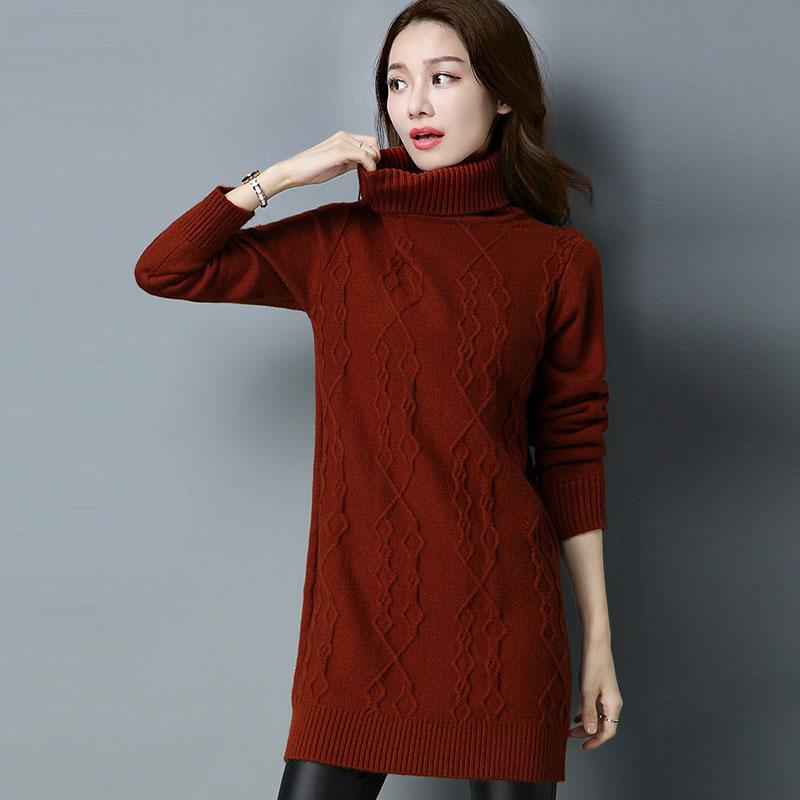 Women's Sweater 2021 Autumn and Winter New Sweater Women Pullover Korean Turtleneck Knitwear Loose Mid-length Trending Sweater