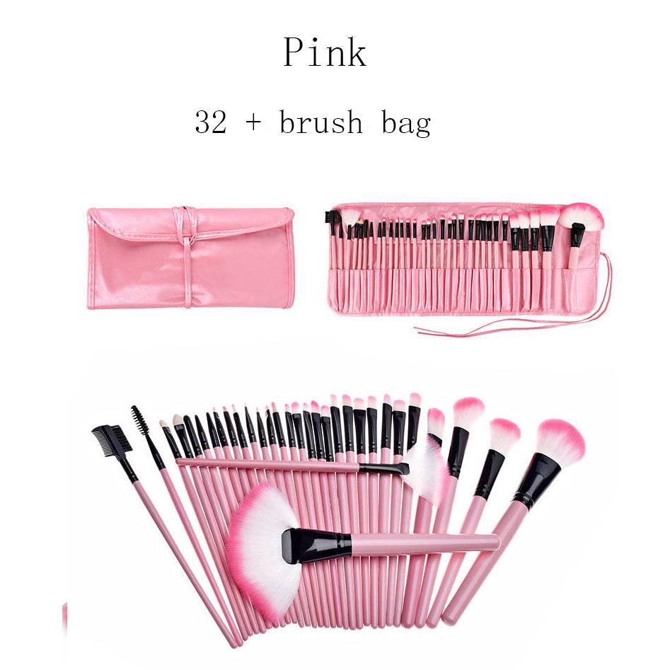 32Pcs Makeup Brush Set Pink Foundation Professional Make Up Brushes Set for Clean Tool Beauty Makeup