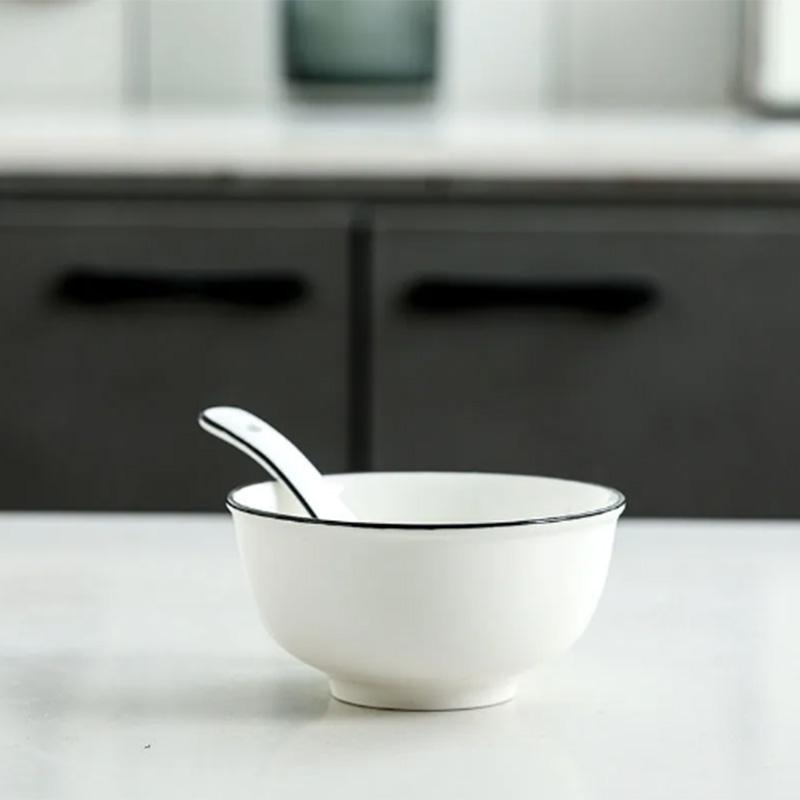 Ceramic Rice Bowl Soup Bowl Big Bowl Instant Noodle Bowl Small Bowl Chopsticks A Set of Bowls Large Household High-value Bowl Wholesale Tableware