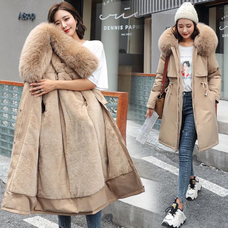The Cotton-padded Jacket Women's Mid-length and Large-size Pie Overcomes The Trend of Winter Korean Down Padded Jackets Plus Velvet Thick Coats