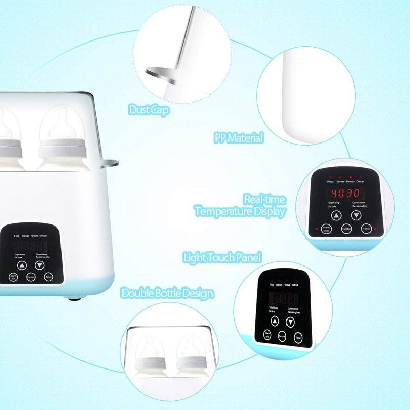 Baby Bottle Warmer, Bottle Steam Sterilizer 5-In-1 Smart Thermostat Double Bottle Baby Food Heater for Breast Milk or Formula