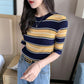 Spring Summer Casual Women Clothing Knitted T-Shirt Women Tops Short Sleeve Striped Knit Sweater