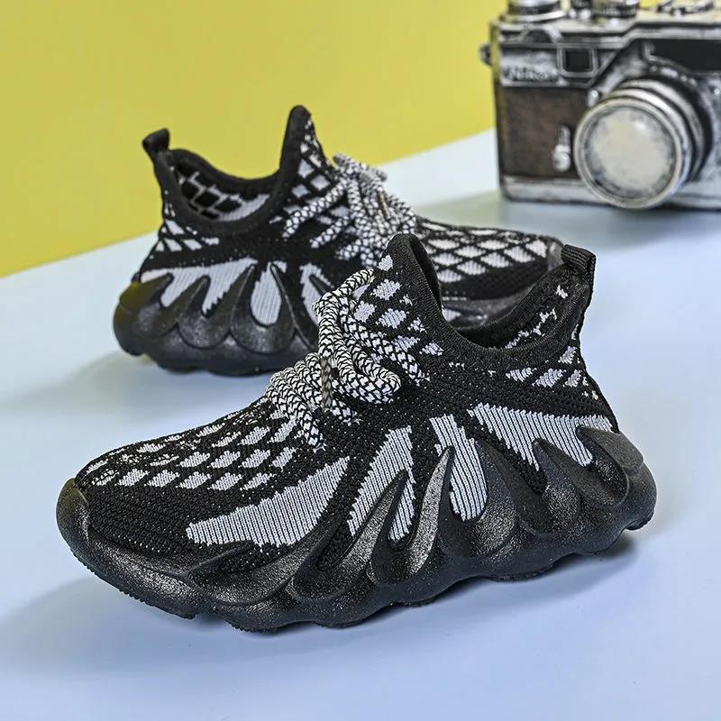 2021 Spring and Autumn Girls' Casual Student Sneakers Korean Version of Wild Knitted Breathable Net Shoes Boys Sports Shoes