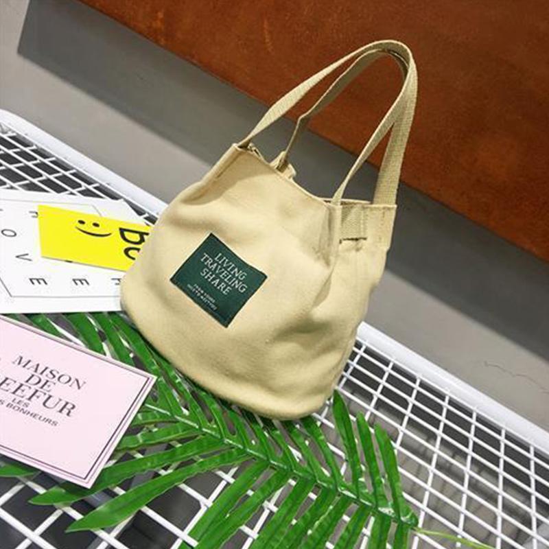 Korean Version of Literary and Artistic Leisure One-shoulder Canvas Bag Female Bag Mini Mummy Bag Small Fresh Bucket Bag
