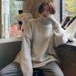 Solid Color Turtleneck Sweater for Female Students Korean Style Loose Lazy Chic Knit