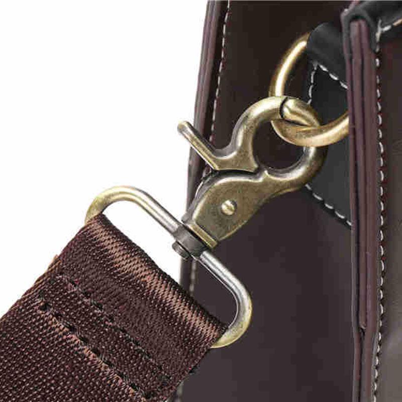 Business briefcase men retro large capacity zipper leather anti-theft waterproof A4 bag handbag