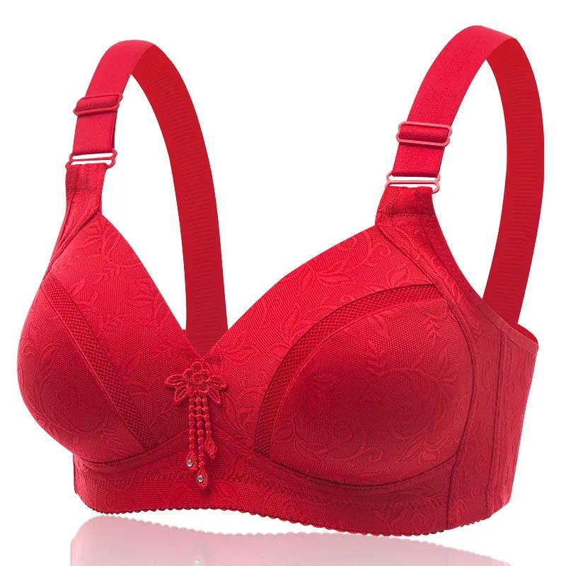Large Size Thin Section No Steel Ring Top Support Gathered Beautiful Back Non-magnetic Comfortable Thin Section Underwear Text Jacquard Bra