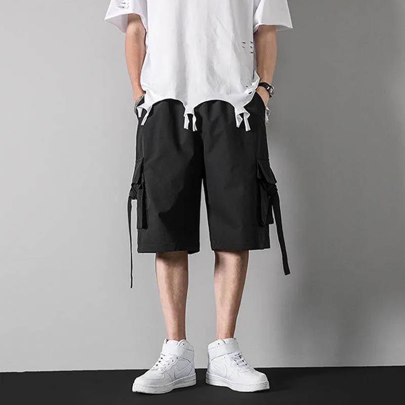 Functional tooling casual shorts men's summer breathable cool and comfortable all-match five-point pants pocket solid color outer wear shorts