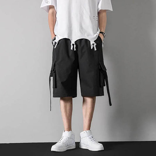 Functional tooling casual shorts men's summer breathable cool and comfortable all-match five-point pants pocket solid color outer wear shorts