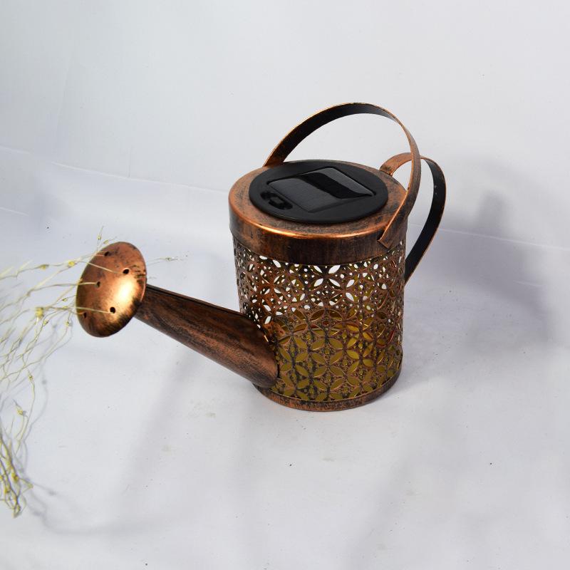 Solar Kettle Light Metal Solar Powered Wrought Iron Hollow Out Lamp Firefly Bunch Light Garden Supplies
