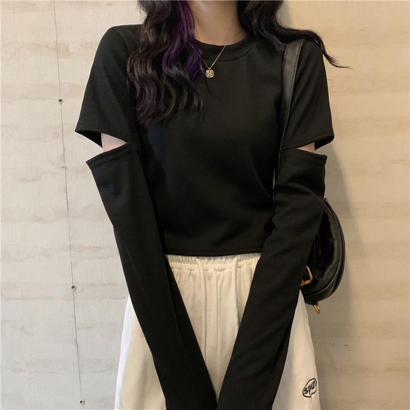 Off Shoulder T Shirt Casual Loose Clothes Tops Pure color Leisure Long Women pullover
