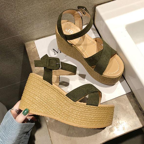 Women's Vintage Party High Heels Sandals Summer Sandals Wedges Heeled Cool Shoes Casual Versatile Club Non-slip Roman Sandals