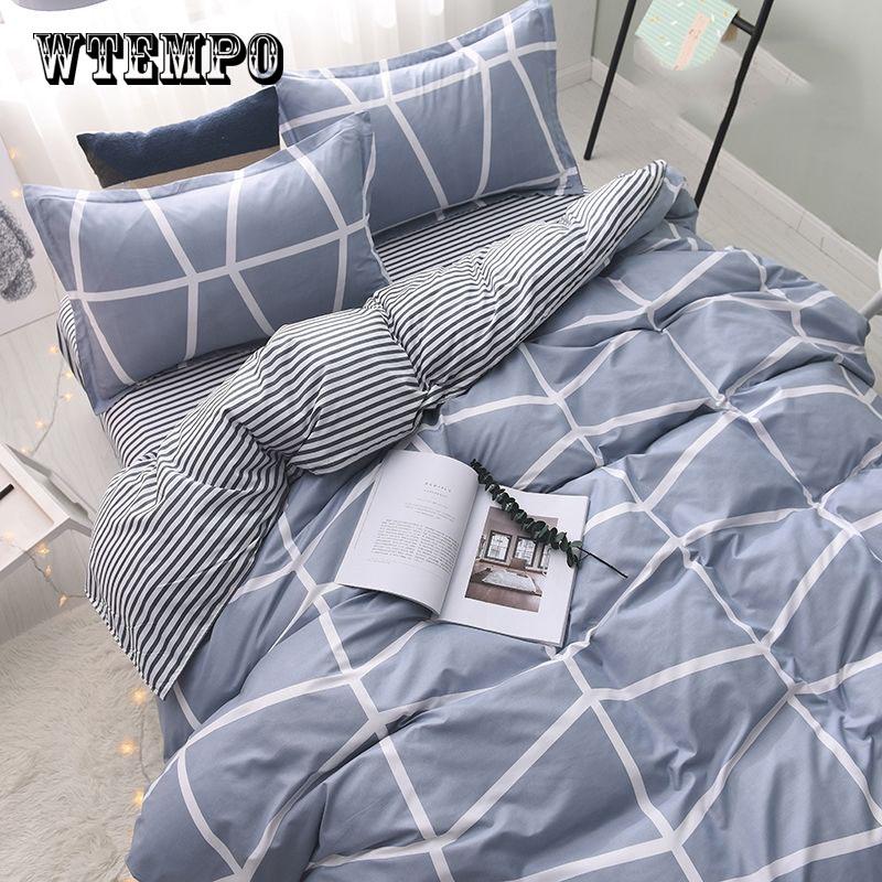 New Bedding Set Cloud Pattern Bedclothes Home Textiles Blue Bedspread Duvet Cover Set Flat Sheet