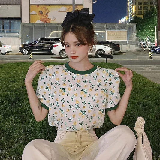 Women's Summer Versatile Printed Short Sleeve Loose Top T-Shirt