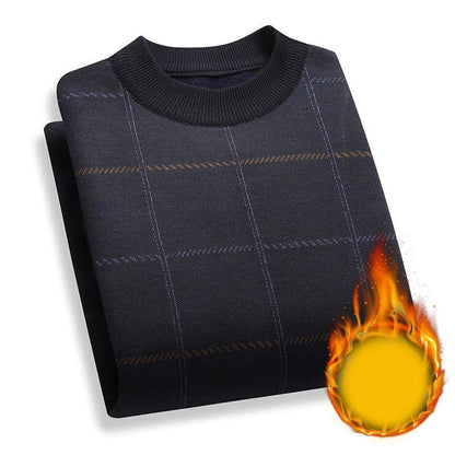 Plus Velvet Thick Winter Sweater Round Neck Long-sleeved Sweater Bottoming Shirt Men's Warm Top