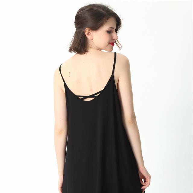 Women's Summer Simple Plus Size Medium Length Loose Sling Vest Solid Color Sleeveless Dress