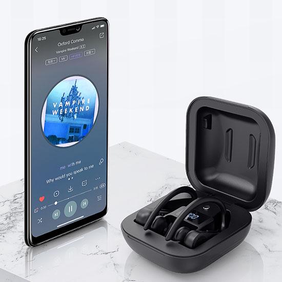 Bluetooth Earphones LED Digital Display 8D Wireless Bluetooth Headsets Hanging Ear Business Earphone