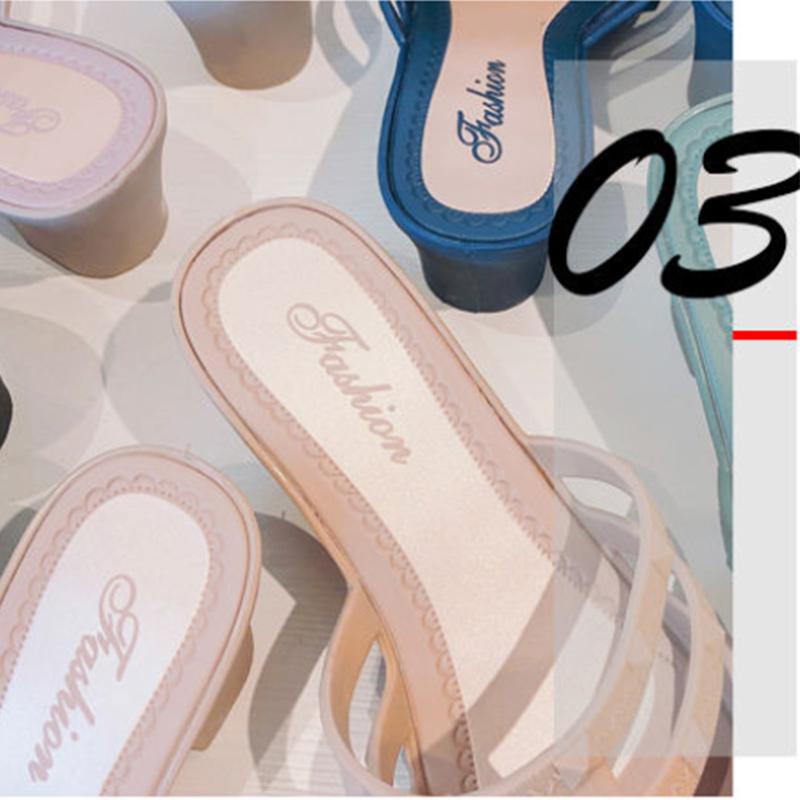 Summer Lazy Casual Fashion Thick Heel Sandals Girls Pointed Wedge Heels Outside Wear Beach Shoes