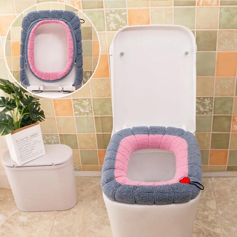 Extra-large Toilet Seat Household Toilet Seat Cushion Thickened Warmth Love Toilet Seat Cover Washable Toilet Seat Universal